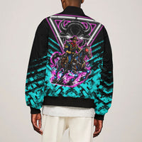 Buffalo Soldiers 9th Cavalry Regiment Sleeve Zip Bomber Jacket Cyberpunk Synthwave Neon Futuristic Graphic Art