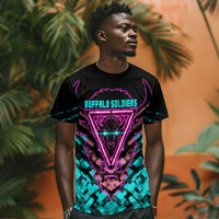 Buffalo Soldiers 9th Cavalry Regiment T shirt Cyberpunk Synthwave Neon Futuristic Graphic Art