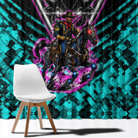 Buffalo Soldiers 9th Cavalry Regiment Window Curtain Cyberpunk Synthwave Neon Futuristic Graphic Art