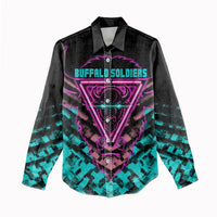 Buffalo Soldiers 9th Cavalry Regiment Women Casual Shirt Cyberpunk Synthwave Neon Futuristic Graphic Art