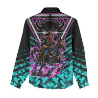 Buffalo Soldiers 9th Cavalry Regiment Women Casual Shirt Cyberpunk Synthwave Neon Futuristic Graphic Art
