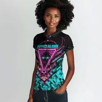 Buffalo Soldiers 9th Cavalry Regiment Women Polo Shirt Cyberpunk Synthwave Neon Futuristic Graphic Art