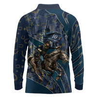 Buffalo Soldiers 10th Cavalry Regiment Ride Or Die Long Sleeve Polo Shirt Patriotic Military Heritage Distressed City Skyline Graphic Art