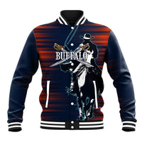 Buffalo Soldiers Fierce And Fearless Cavalry Baseball Jacket Half Face Soldier And Bison Halftone Graphic Art