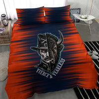 Buffalo Soldiers Fierce And Fearless Cavalry Bedding Set Half Face Soldier And Bison Halftone Graphic Art