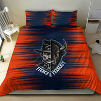 Buffalo Soldiers Fierce And Fearless Cavalry Bedding Set Half Face Soldier And Bison Halftone Graphic Art