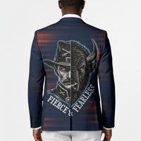 Buffalo Soldiers Fierce And Fearless Cavalry Blazer Half Face Soldier And Bison Halftone Graphic Art