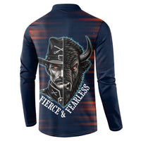 Buffalo Soldiers Fierce And Fearless Cavalry Button Sweatshirt Half Face Soldier And Bison Halftone Graphic Art