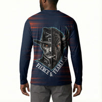 Buffalo Soldiers Fierce And Fearless Cavalry Button Sweatshirt Half Face Soldier And Bison Halftone Graphic Art