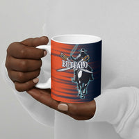 Buffalo Soldiers Fierce And Fearless Cavalry Ceramic Mug Half Face Soldier And Bison Halftone Graphic Art