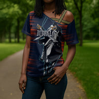 Buffalo Soldiers Fierce And Fearless Cavalry Cross Shoulder Shirt Half Face Soldier And Bison Halftone Graphic Art