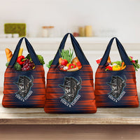 Buffalo Soldiers Fierce And Fearless Cavalry Grocery Bag Half Face Soldier And Bison Halftone Graphic Art