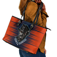 Buffalo Soldiers Fierce And Fearless Cavalry Leather Tote Bag Half Face Soldier And Bison Halftone Graphic Art