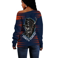 Buffalo Soldiers Fierce And Fearless Cavalry Off Shoulder Sweater Half Face Soldier And Bison Halftone Graphic Art