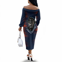 Buffalo Soldiers Fierce And Fearless Cavalry Off The Shoulder Long Sleeve Dress Half Face Soldier And Bison Halftone Graphic Art