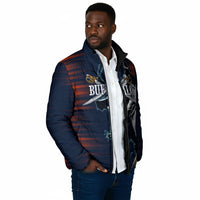 Buffalo Soldiers Fierce And Fearless Cavalry Padded Jacket Half Face Soldier And Bison Halftone Graphic Art