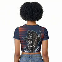 Buffalo Soldiers Fierce And Fearless Cavalry Raglan Cropped T shirt Half Face Soldier And Bison Halftone Graphic Art