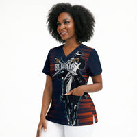 Buffalo Soldiers Fierce And Fearless Cavalry Scrub Top Half Face Soldier And Bison Halftone Graphic Art