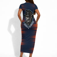 Buffalo Soldiers Fierce And Fearless Cavalry Short Sleeve Bodycon Dress Half Face Soldier And Bison Halftone Graphic Art