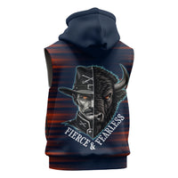 Buffalo Soldiers Fierce And Fearless Cavalry Sleeveless Hoodie Half Face Soldier And Bison Halftone Graphic Art
