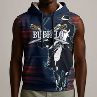 Buffalo Soldiers Fierce And Fearless Cavalry Sleeveless Hoodie Half Face Soldier And Bison Halftone Graphic Art