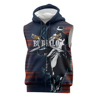 Buffalo Soldiers Fierce And Fearless Cavalry Sleeveless Zip Hoodie Half Face Soldier And Bison Halftone Graphic Art