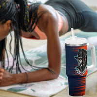 Buffalo Soldiers Fierce And Fearless Cavalry Tumbler With Handle Half Face Soldier And Bison Halftone Graphic Art