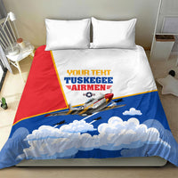 Personalized Tuskegee Airmen Bedding Set Expect To Win P-51 Mustang Patriotic Aviation Art