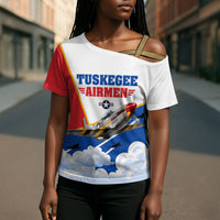 Personalized Tuskegee Airmen Cross Shoulder Shirt Expect To Win P-51 Mustang Patriotic Aviation Art