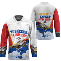 Personalized Tuskegee Airmen Hockey Jersey Expect To Win P-51 Mustang Patriotic Aviation Art