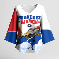 Personalized Tuskegee Airmen Kimono Sleeve Blouse Expect To Win P-51 Mustang Patriotic Aviation Art