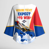 Personalized Tuskegee Airmen Kimono Sleeve Blouse Expect To Win P-51 Mustang Patriotic Aviation Art