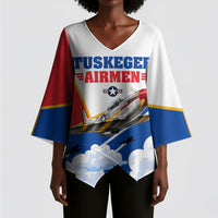 Personalized Tuskegee Airmen Kimono Sleeve Blouse Expect To Win P-51 Mustang Patriotic Aviation Art