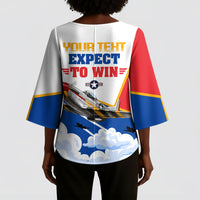 Personalized Tuskegee Airmen Kimono Sleeve Blouse Expect To Win P-51 Mustang Patriotic Aviation Art