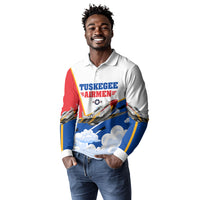 Personalized Tuskegee Airmen Long Sleeve Polo Shirt Expect To Win P-51 Mustang Patriotic Aviation Art