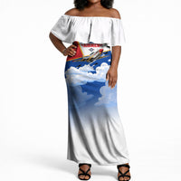 Personalized Tuskegee Airmen Off Shoulder Maxi Dress Expect To Win P-51 Mustang Patriotic Aviation Art