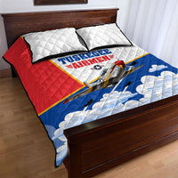 Personalized Tuskegee Airmen Quilt Bed Set Expect To Win P-51 Mustang Patriotic Aviation Art