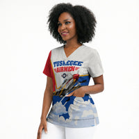 Personalized Tuskegee Airmen Scrub Top Expect To Win P-51 Mustang Patriotic Aviation Art