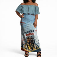 Personalized Tuskegee Airmen Off Shoulder Maxi Dress Believe In Yourself Vintage WWII Military Aviation Art