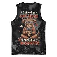 Hot Mess Highland Cow Basketball Jersey Funny Cute Coffee Lover - Im A Spicy Disaster