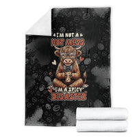 Hot Mess Highland Cow Blanket Funny Cute Coffee Lover - Im A Spicy Disaster
