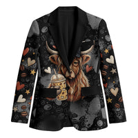 Hot Mess Highland Cow Blazer Funny Cute Coffee Lover - Im A Spicy Disaster