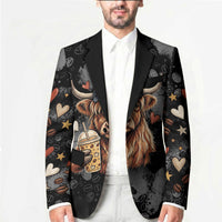 Hot Mess Highland Cow Blazer Funny Cute Coffee Lover - Im A Spicy Disaster