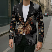 Hot Mess Highland Cow Blazer Funny Cute Coffee Lover - Im A Spicy Disaster