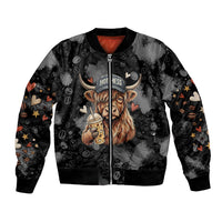 Hot Mess Highland Cow Bomber Jacket Funny Cute Coffee Lover - Im A Spicy Disaster