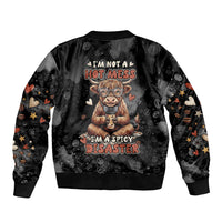 Hot Mess Highland Cow Bomber Jacket Funny Cute Coffee Lover - Im A Spicy Disaster
