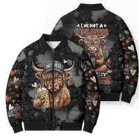 Hot Mess Highland Cow Bomber Puffer Jacket Funny Cute Coffee Lover - Im A Spicy Disaster