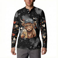 Hot Mess Highland Cow Button Sweatshirt Funny Cute Coffee Lover - Im A Spicy Disaster