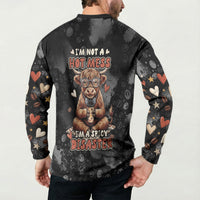 Hot Mess Highland Cow Button Sweatshirt Funny Cute Coffee Lover - Im A Spicy Disaster
