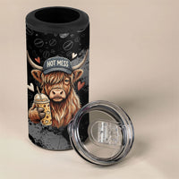 Hot Mess Highland Cow 4 in 1 Can Cooler Tumbler Funny Cute Coffee Lover - Im A Spicy Disaster